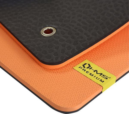 Mata do ćwiczeń fitness klubowa z otworami HMS Premium MFK01 110x55x1,5 cm pomarańczowo-czarna