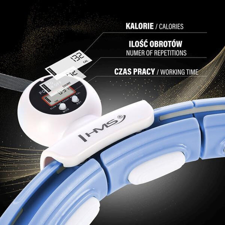 ZESTAW HULA HOP MAGNETYCZNY BLUE HHM15 Z LICZNIKIEM HMS PAS BR163 BLACK PLUS SIZE