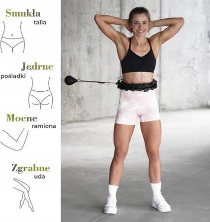 Hula hop PLUS SIZE z wypustkami i obciążnikiem HMS czarne hhw12