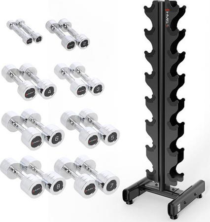 Zestaw hantli treningowych chd 2 x 1 - 8 kg (72 kg) ze stojak STR36 HMS