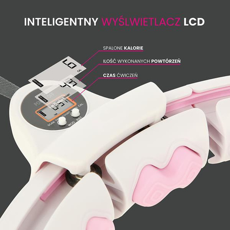 Hula hop z wypustkami i obciążnikiem licznik HMS hhw06 pink