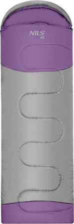 Śpiwór turystyczny ciepły mumia kołdra Nils Camp NC2008 szaro-fioletowy 75x215cm