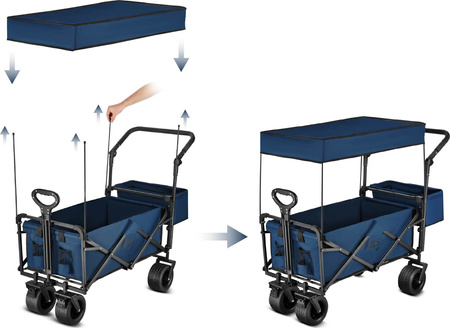 Wózek turystyczny plażowy transportowy kempingowy składany z daszkiem Nils Camp NC2605 120 L