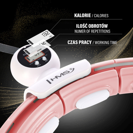 Zestaw hula hop magnetyczny z licznikiem HMS hhm15 różowe pas wyszczuplający br163 czerwony