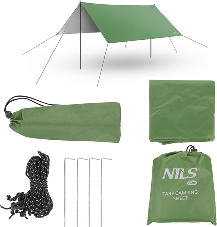 Trap namiot płachta kempingowa survival wodoodporna Nils Camp NC17107 zielona 300X300 CM
