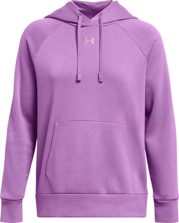 Bluza z kapturem kangurka damska Under Armour Rival Fleece Hoodie fioletowa 1379500 560