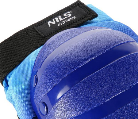 Zestaw ochraniaczy na kolana łokcie nadgarstki dla młodzieży na rolki deskorolkę hulajnogę Nils Extreme H734 rozmiar L niebieskie