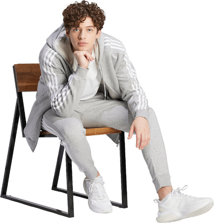 Bluza męska adidas Essentials Fleece 3-Stripes Full-Zip szara IJ6479
