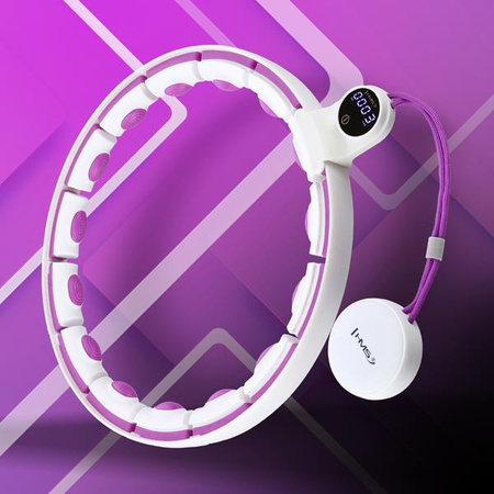 Hula hop z magnesami HMS HHM17 i obciążnikiem licznik biało-fioletowe