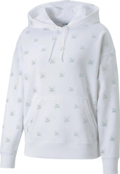 Bluza damska Puma Brand Love AOP Hoodie FL biała 535706 02