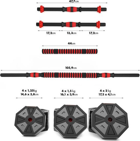 Sztanga gryf z obciążeniem sztangielki / hantle kompozyt HMS SGC20 20 kg