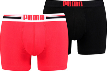 Bokserki męskie Puma Placed Logo Boxer 2P czerwone, czarne 906519 07