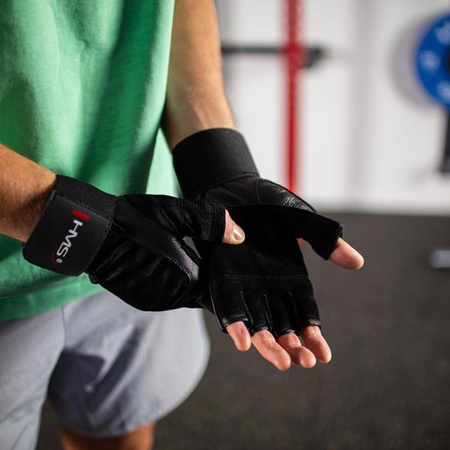 Rękawiczki kulturystyczne na siłownię HMS rst04 czarne rozmiar XXL