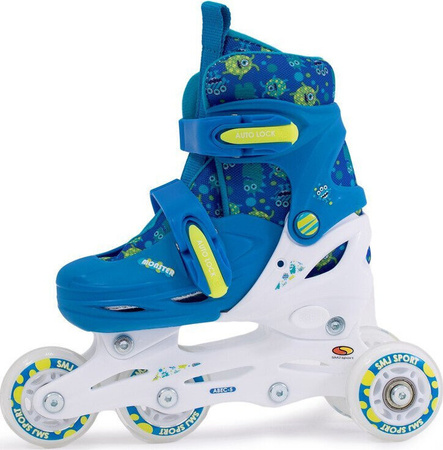 Zestaw wrotki rolki 2w1 wrotko-rolki kask ochraniacze plecak świecące koła LED Monster