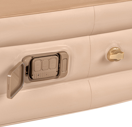 Materac dwuosobowy dmuchany king size beżowy Nils Camp NC2808 + pompka elektryczna Nils camp 200×145×35 cm