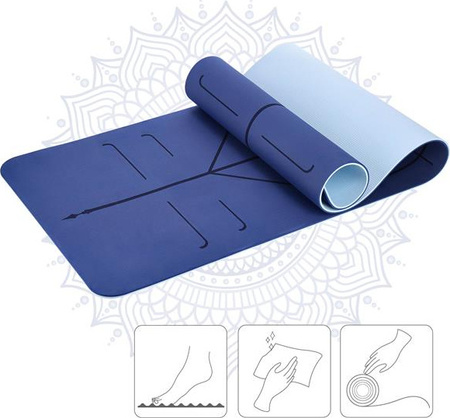 Mata do ćwiczeń jogi yogi fitness TPE HMS YM10 niebieska 182x61x0.8 cm
