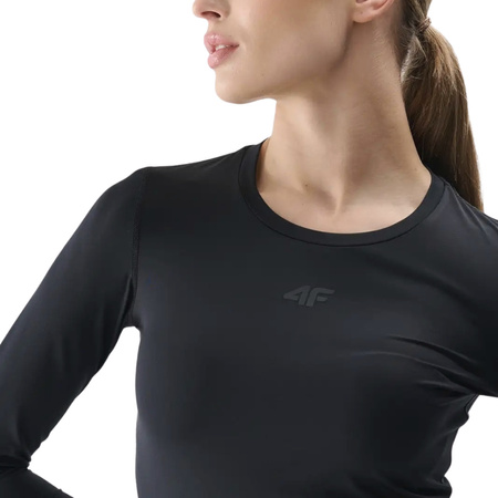 Koszulka damska 4F Longsleeve FNK F324 głęboka czerń 4FRSS25TFLOF324 20S