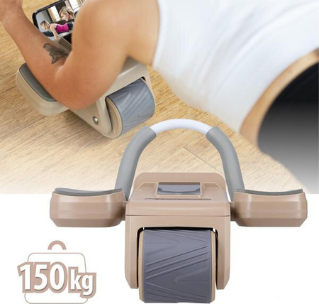 Automatyczne koło do ćwiczeń mięśni brzucha z podparciem kółko ABS KA08 brązowe