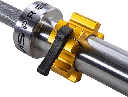 Gryf olimpijski HMS Premium GO1100 1100 kg ZG1500 + Zaciski Lock Jaw złote 2 sztuki