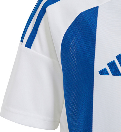 Koszulka dla dzieci adidas Striped 24 biało-niebieska IW2134