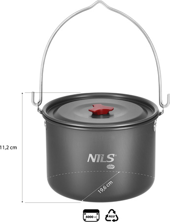 Garnek turystyczny z pokrywką Nils Camp NC17117 4L