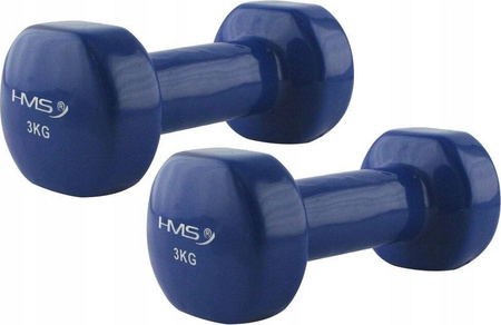 Ciężarek żeliwny hantla do ćwiczeń fitness pokryty winylem HMS 17023 3 kg