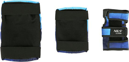 Zestaw ochraniaczy na kolana łokcie nadgarstki dla młodzieży na rolki deskorolkę hulajnogę Nils Extreme H734 rozmiar L niebieskie