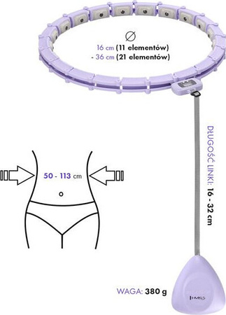Zestaw hula hop magnetyczny z licznikiem HMS hhm14 pas wyszczuplający br163