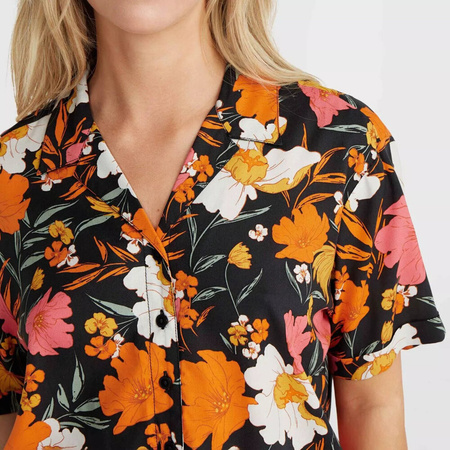 Damska koszulka z krótkim rękawem O'neill CALI BEACH SHIRT black bluemchen rozmiar S