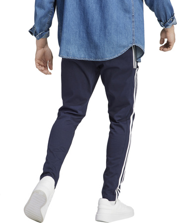 Spodnie męskie adidas Essentials Single Jersey Tapered Open Hem 3-Stripes granatowe IC0045