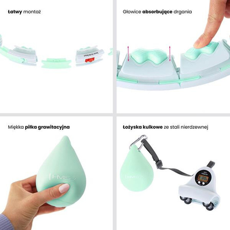 Zestaw hula hop z piłką grawitacyjną i licznikiem HMS hhw06 pas wyszczuplający br163