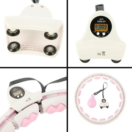 Hula hop z wypustkami i obciążnikiem licznik HMS hhw06 pink