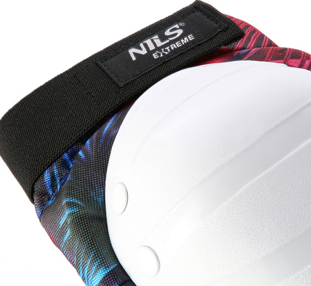 Zestaw ochraniaczy na kolana łokcie nadgarstki dla młodzieży na rolki deskorolkę hulajnogę Nils Extreme H734 białe rozmiar M