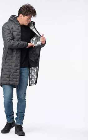 Męski płaszcz pikowany zimowy z kapturem Elbrus Humlo Primaloft rozmiar L