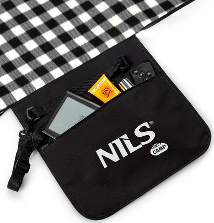 Koc piknikowy biało-czarny 200x200 cm pe alu Nils camp nc2311