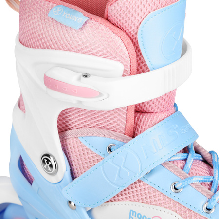 Łyżworolki rolki świecące koła LED regulowane ochraniacze Nils rozmiar 31-34