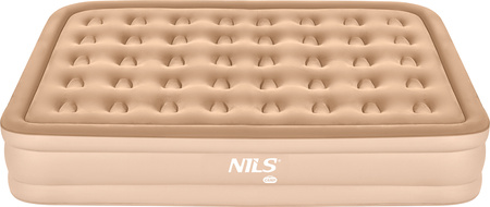 Materac dwuosobowy dmuchany king size beżowy Nils Camp NC2808 + pompka elektryczna Nils camp 200×145×35 cm
