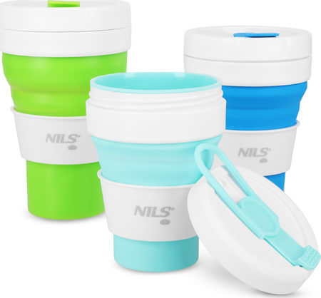 Kubek silikonowy składany turystyczny podróżny kempingowy Nils Camp NC4103 zielony 600 ml