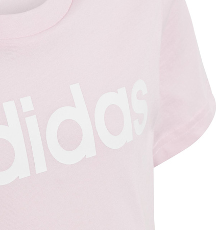 Koszulka dla dzieci adidas Essentials Linear Logo Cotton Slim Fit Tee różowa IC3152