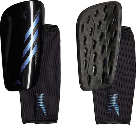 Ochraniacze piłkarskie na golenie piszczele nagolenniki adidas X League czarno-niebieskie IA0843