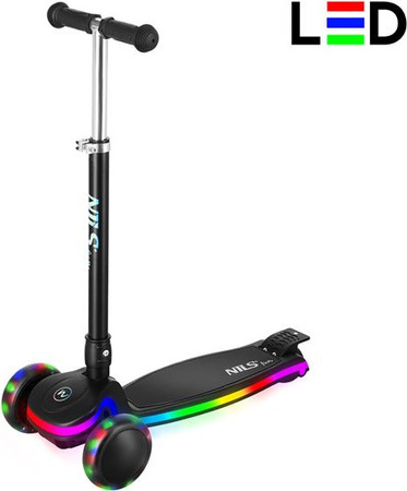 Hulajnoga dziecięca balansowa świecące koła i podest LED Nils Fun HLB1306 czarna II