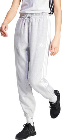 Spodnie damskie adidas Essentials 3-Stripes Fleece Loose-Fit szare IN6178