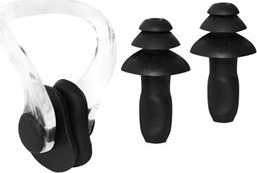 Zestaw pływacki zatyczki do uszu i na nos Nils aqua NQAW30 silikonowe czarne