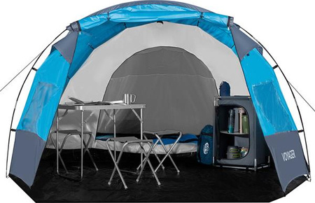Namiot turystyczny kempingowy voyager Nils camp NC3027 niebieski 4 osobowy 450x260x150cm