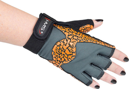 Rękawiczki kulturystyczne do ćwiczeń na siłowni HMS RST03 pomarańczowo-szare rozmiar M