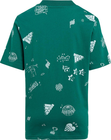 Koszulka dla dzieci adidas Brand Love Allover Print zielona IA1562
