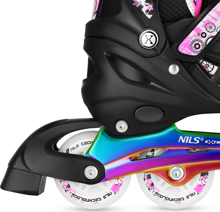 Łyżworolki, wrotki, łyżwy hokejowe, wrotko-rolki świecące LED z wymienną płozą 4w1 Nils Extreme NH10905 rozmiar M 35-38