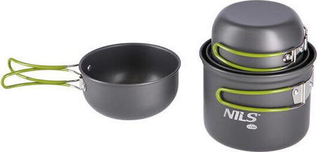 Zestaw menażki turystyczna 2 patelnie 2 garnki Nils camp rozmiar XL