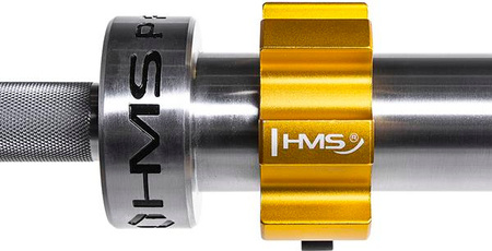 Gryf olimpijski HMS Premium GO1100 1100 kg ZG1500 + Zaciski Lock Jaw złote 2 sztuki