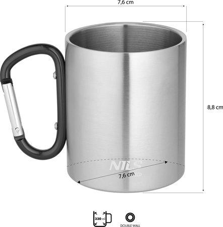 Kubek turysytyczny z karabińczykiem Nils Camp NC17110 czarny 330 ml